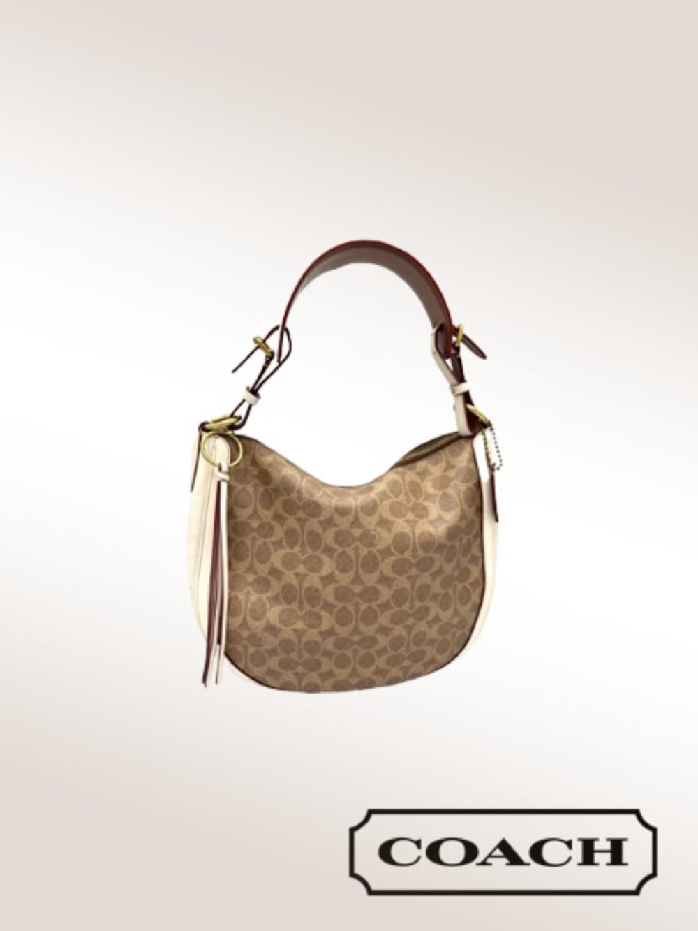 Coach Sutton Hobo Bag – Signature Coated Canvas with Chalk Leather Trim